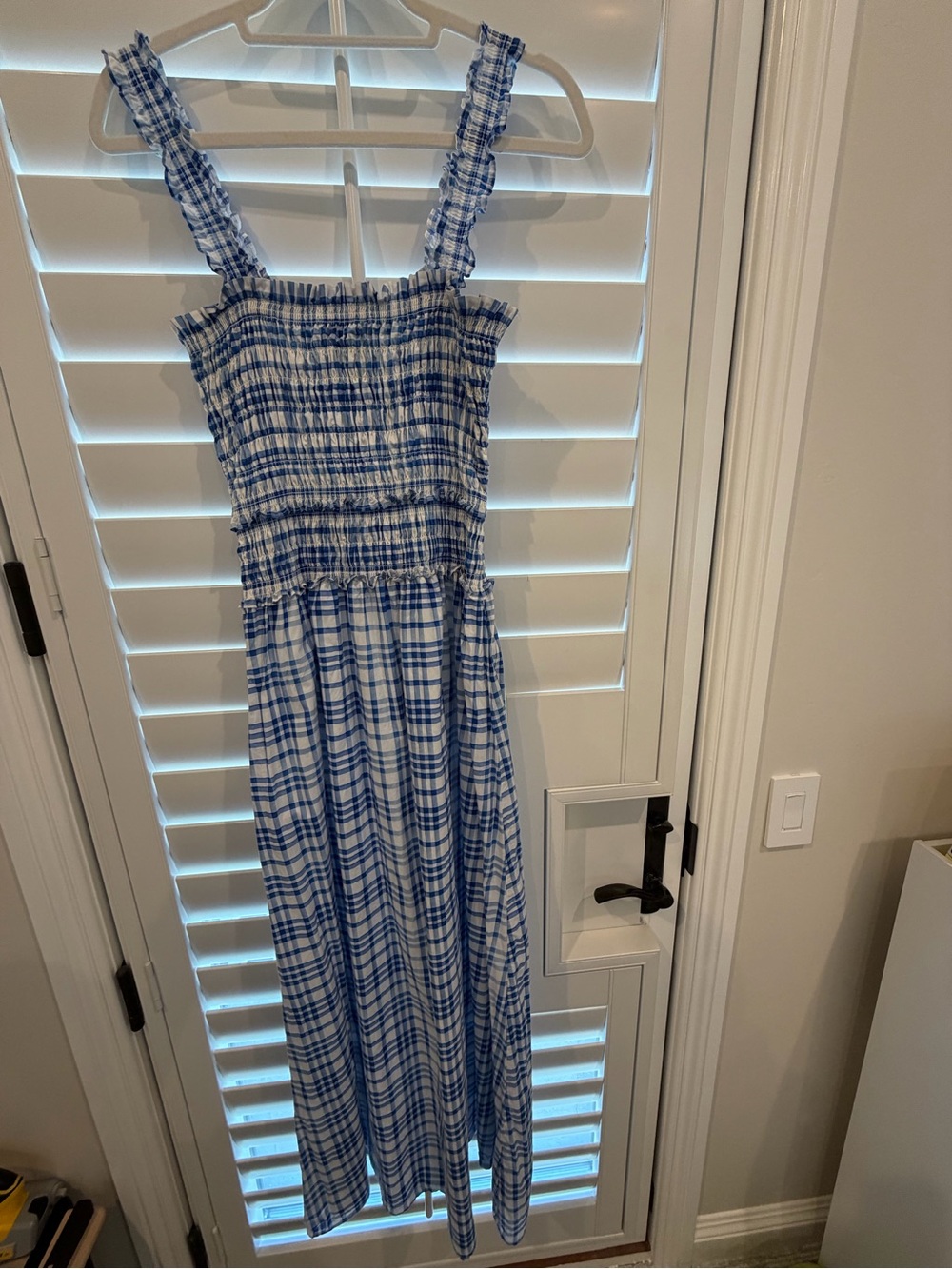 Hill House Blue Plaid Smocked Maxi Dress